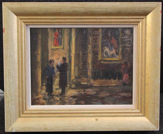 John Linfield (b.1930) Couple with baby, Notre Dame, Paris, 6 x 7.5in.